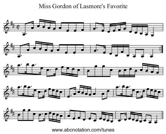 Miss Gordon of Lasmore's Favorite - staff notation