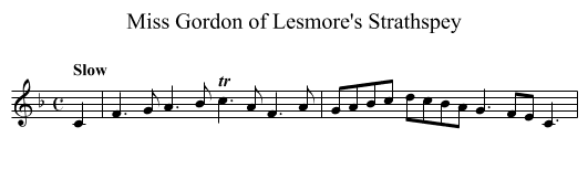 Miss Gordon of Lesmore's Strathspey - staff notation