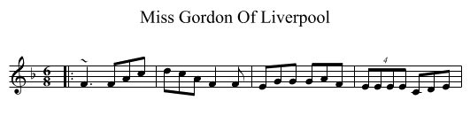 Miss Gordon Of Liverpool - staff notation
