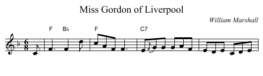 Miss Gordon of Liverpool - staff notation