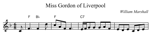 Miss Gordon of Liverpool - staff notation
