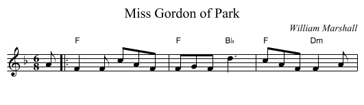 Miss Gordon of Park - staff notation