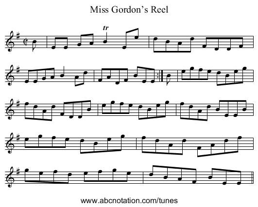 Miss Gordon’s Reel - staff notation