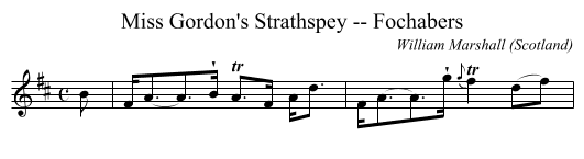 Miss Gordon's Strathspey -- Fochabers - staff notation