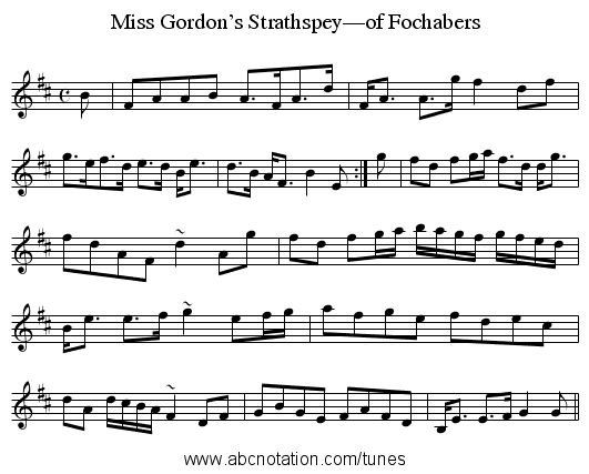 Miss Gordon’s Strathspey—of Fochabers - staff notation