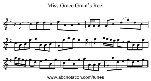 Miss Grace Grant’s Reel - staff notation