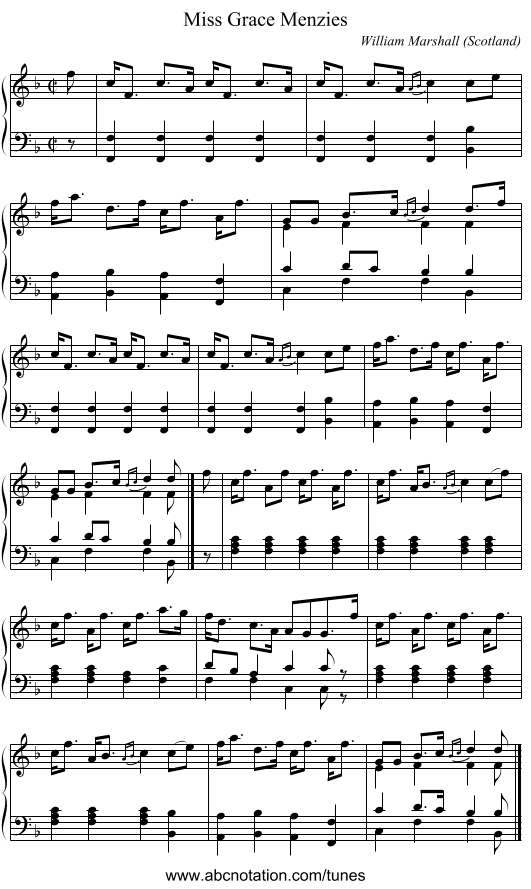 Miss Grace Menzies - staff notation