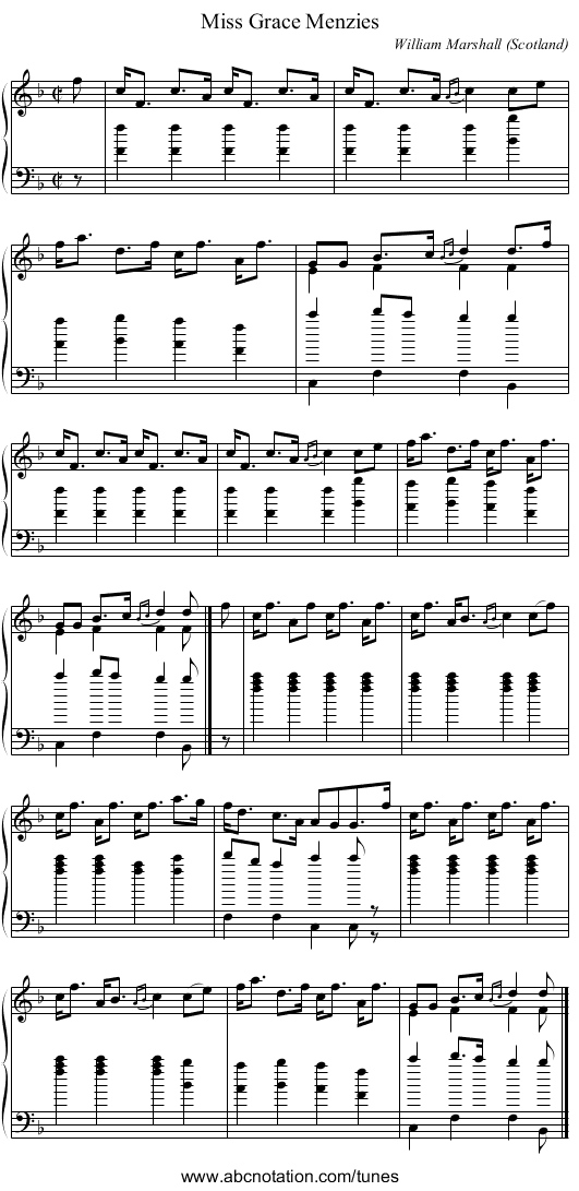 Miss Grace Menzies - staff notation