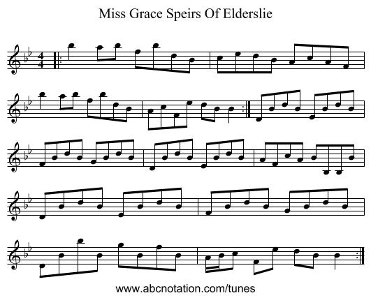 Miss Grace Speirs Of Elderslie - staff notation