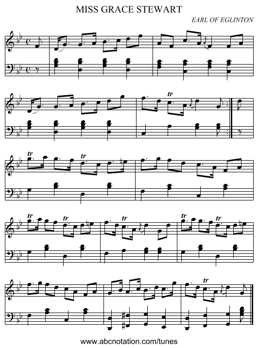 MISS GRACE STEWART - staff notation