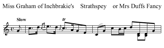 Miss Graham of Inchbrakie's    Strathspey    or Mrs Duffs Fancy - staff notation