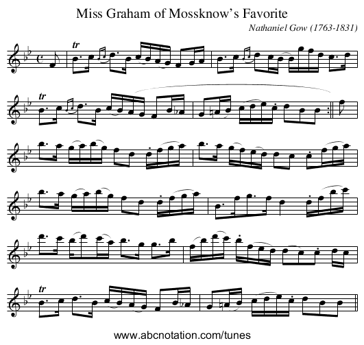 Miss Graham of Mossknow’s Favorite - staff notation