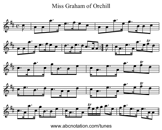 Miss Graham of Orchill - staff notation