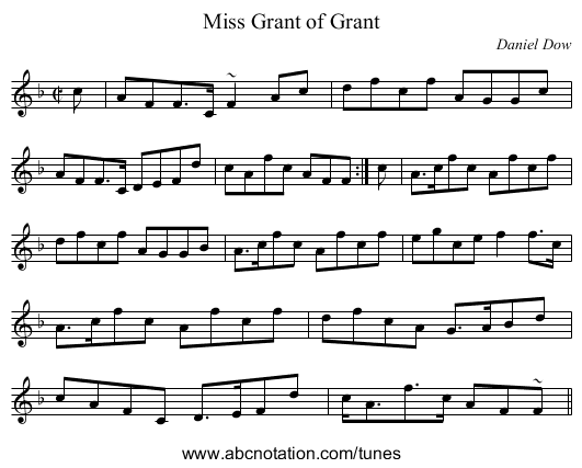 Miss Grant of Grant - staff notation