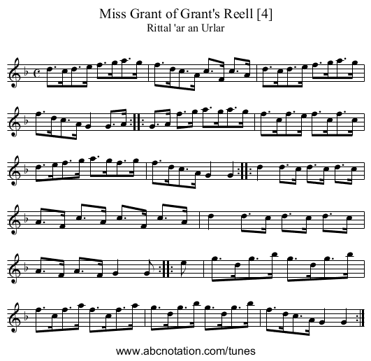 Miss Grant of Grant's Reell [4] - staff notation