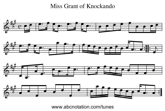Miss Grant of Knockando - staff notation