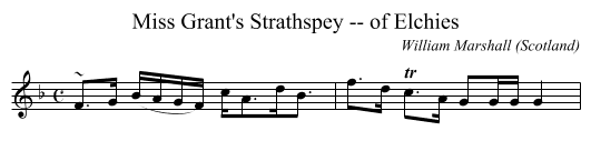 Miss Grant's Strathspey -- of Elchies - staff notation