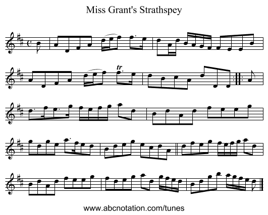 Miss Grant's Strathspey - staff notation