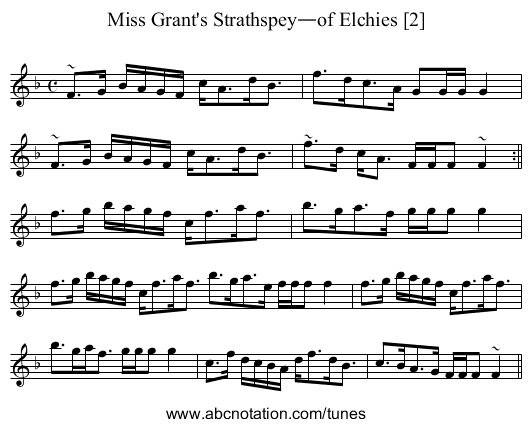Miss Grant's Strathspey—of Elchies [2] - staff notation