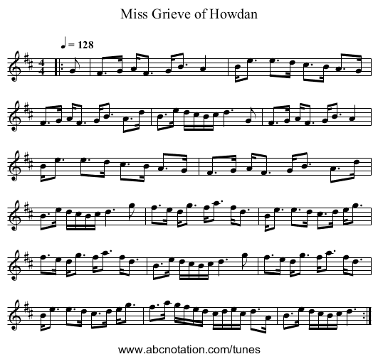 Miss Grieve of Howdan - staff notation
