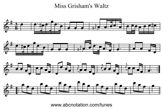 Miss Grisham's Waltz - staff notation