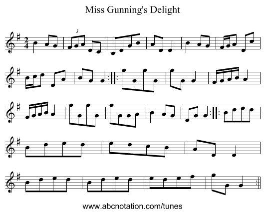 Miss Gunning's Delight - staff notation