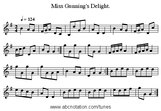 Miss Gunning's Delight. - staff notation
