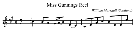 Miss Gunnings Reel - staff notation