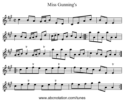 Miss Gunning's - staff notation