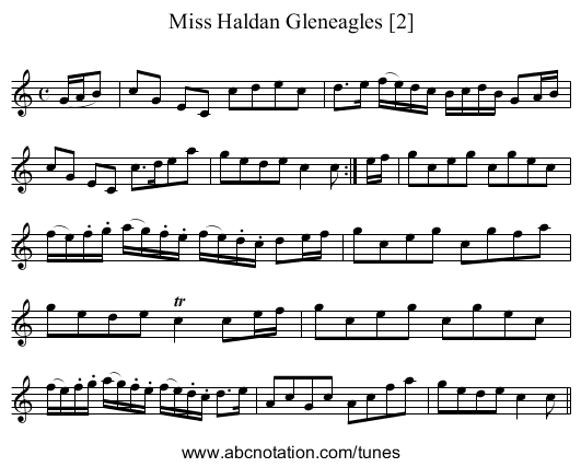 Miss Haldan Gleneagles [2] - staff notation