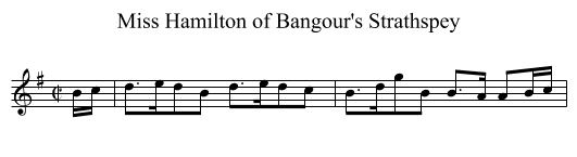 Miss Hamilton of Bangour's Strathspey - staff notation