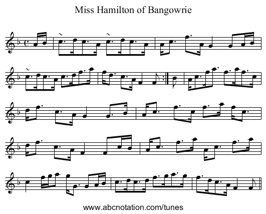 Miss Hamilton of Bangowrie - staff notation