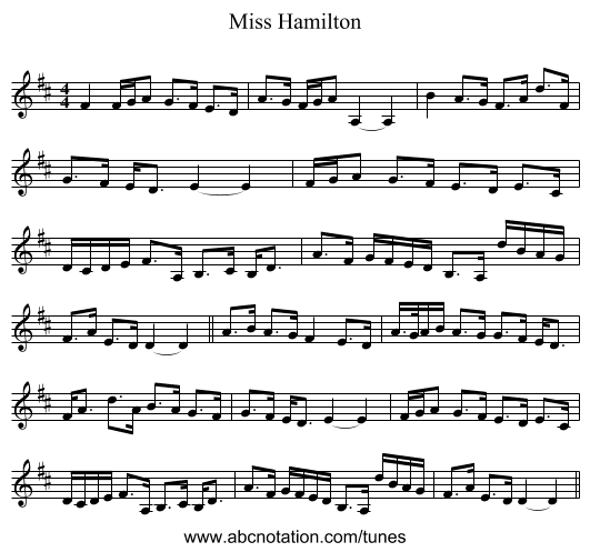 Miss Hamilton - staff notation