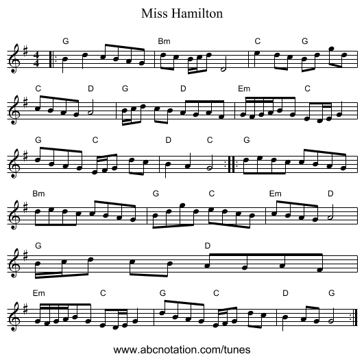 Miss Hamilton - staff notation
