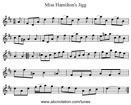 Miss Hamilton's Jigg - staff notation
