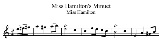 Miss Hamilton's Minuet - staff notation