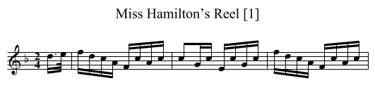 Miss Hamilton’s Reel [1] - staff notation