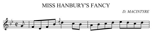 MISS HANBURY'S FANCY - staff notation