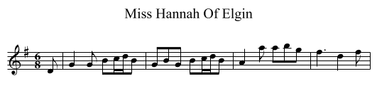 Miss Hannah Of Elgin - staff notation