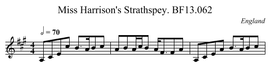 Miss Harrison's Strathspey. BF13.062 - staff notation
