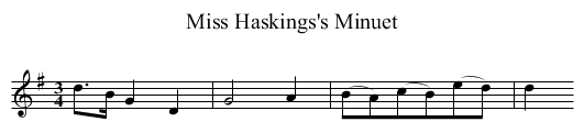 Miss Haskings's Minuet - staff notation