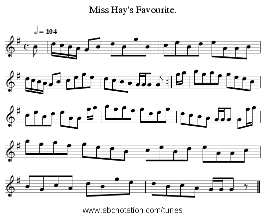 Miss Hay's Favourite. - staff notation