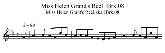 Miss Helen Grand's Reel JBrk.08 - staff notation