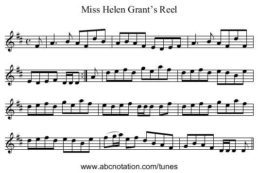 Miss Helen Grant’s Reel - staff notation