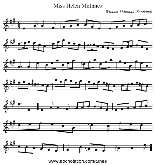 Miss Helen McInnes - staff notation