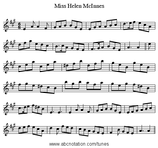 Miss Helen McInnes - staff notation