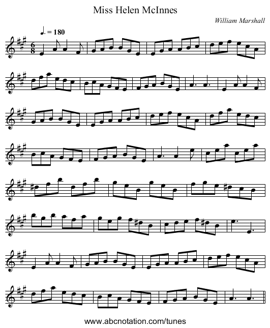 Miss Helen McInnes - staff notation