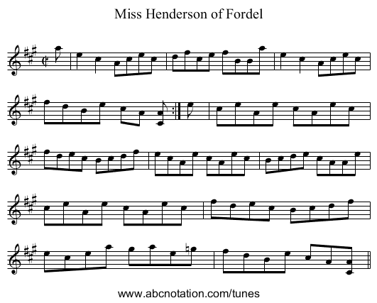 Miss Henderson of Fordel - staff notation