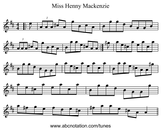 Miss Henny Mackenzie - staff notation