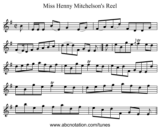 Miss Henny Mitchelson's Reel - staff notation